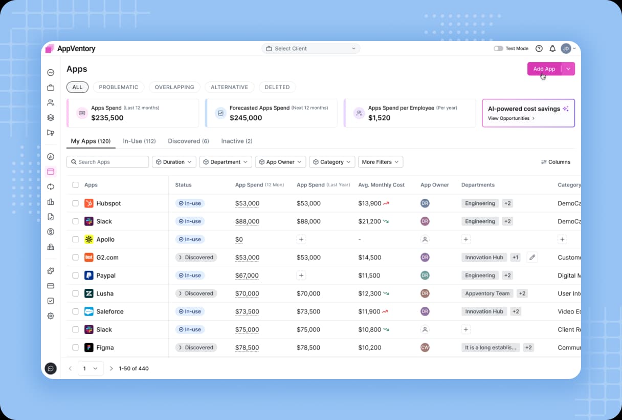 Get all your software spend in one place, in minutes
